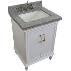 Bellaterra Home 25" Single vanity in White finish with Black galaxy and rectangle sink - Luxe Bathroom Vanities