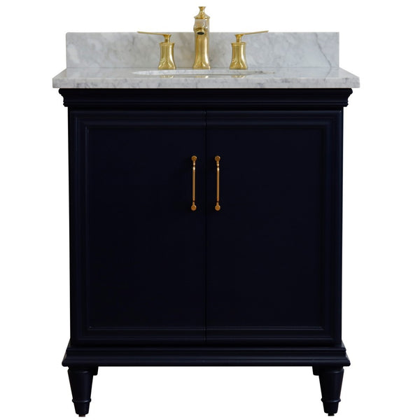 Bellaterra Home 31" Single vanity in White finish with Black galaxy and oval sink - Luxe Bathroom Vanities