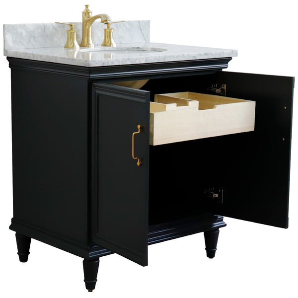 Bellaterra Home 400800-31 31" Single vanity in White finish with Black galaxy and oval sink