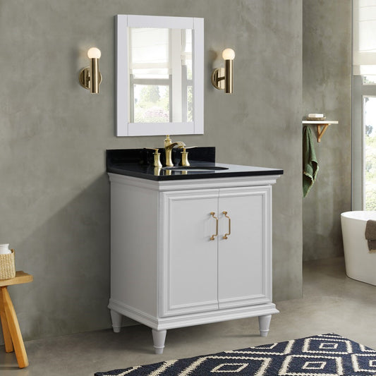 Bellaterra Home 31" Single vanity in White finish with Black galaxy and oval sink - Luxe Bathroom Vanities