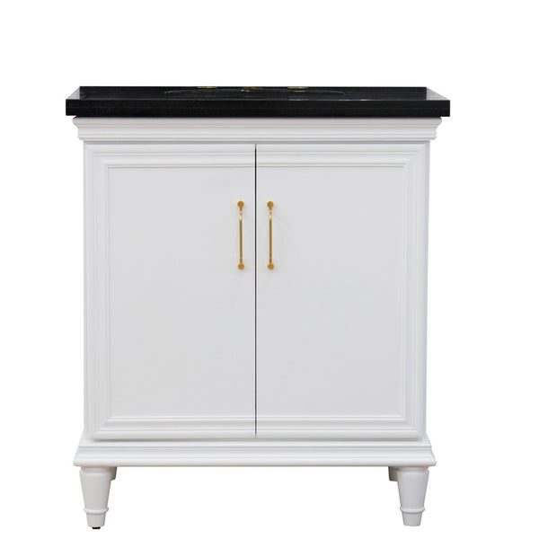 Bellaterra Home 31" Single vanity in White finish with Black galaxy and oval sink - Luxe Bathroom Vanities