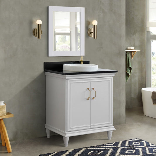 Bellaterra Home 31" Single vanity in White finish with Black galaxy and round sink - Luxe Bathroom Vanities