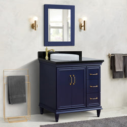 Bellaterra Home 37" Single vanity in White finish with Black galaxy and round sink- Left door/Left sink - Luxe Bathroom Vanities