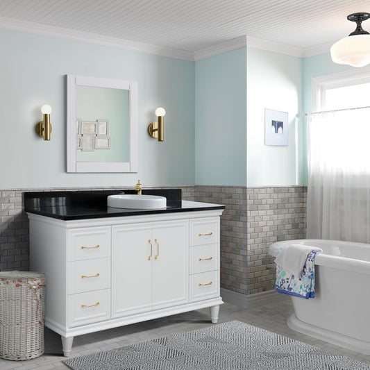 Bellaterra Home 61" Single vanity in White finish with Black galaxy and round sink - Luxe Bathroom Vanities