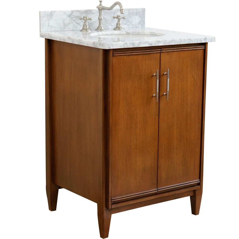 Bellaterra Home 25" Single sink vanity in Walnut finish with Black galaxy granite and oval sink - Luxe Bathroom Vanities