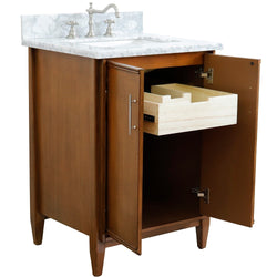 Bellaterra Home 25" Single sink vanity in Walnut finish with Black galaxy granite and rectangle sink - Luxe Bathroom Vanities