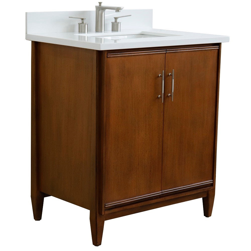 Bellaterra Home 31" Single sink vanity in Walnut finish with Black galaxy granite with rectangle sink - Luxe Bathroom Vanities
