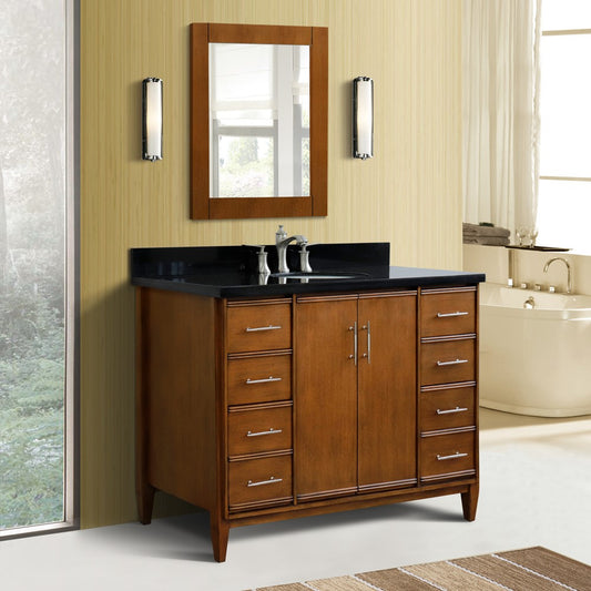 Bellaterra Home 49" Single sink vanity in Walnut finish with Black galaxy granite and oval sink - Luxe Bathroom Vanities