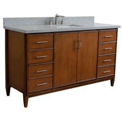 Bellaterra Home 61" Single sink vanity in Walnut finish with Black galaxy granite and rectangle sink - Luxe Bathroom Vanities