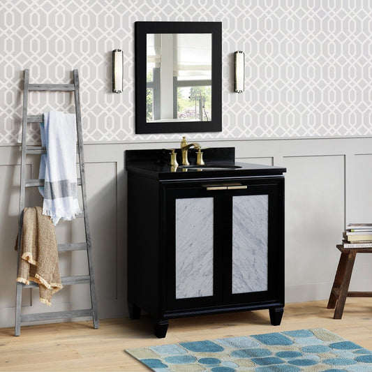 Bellaterra Home 31" Single sink vanity in Black finish with Black galaxy granite with oval sink - Luxe Bathroom Vanities