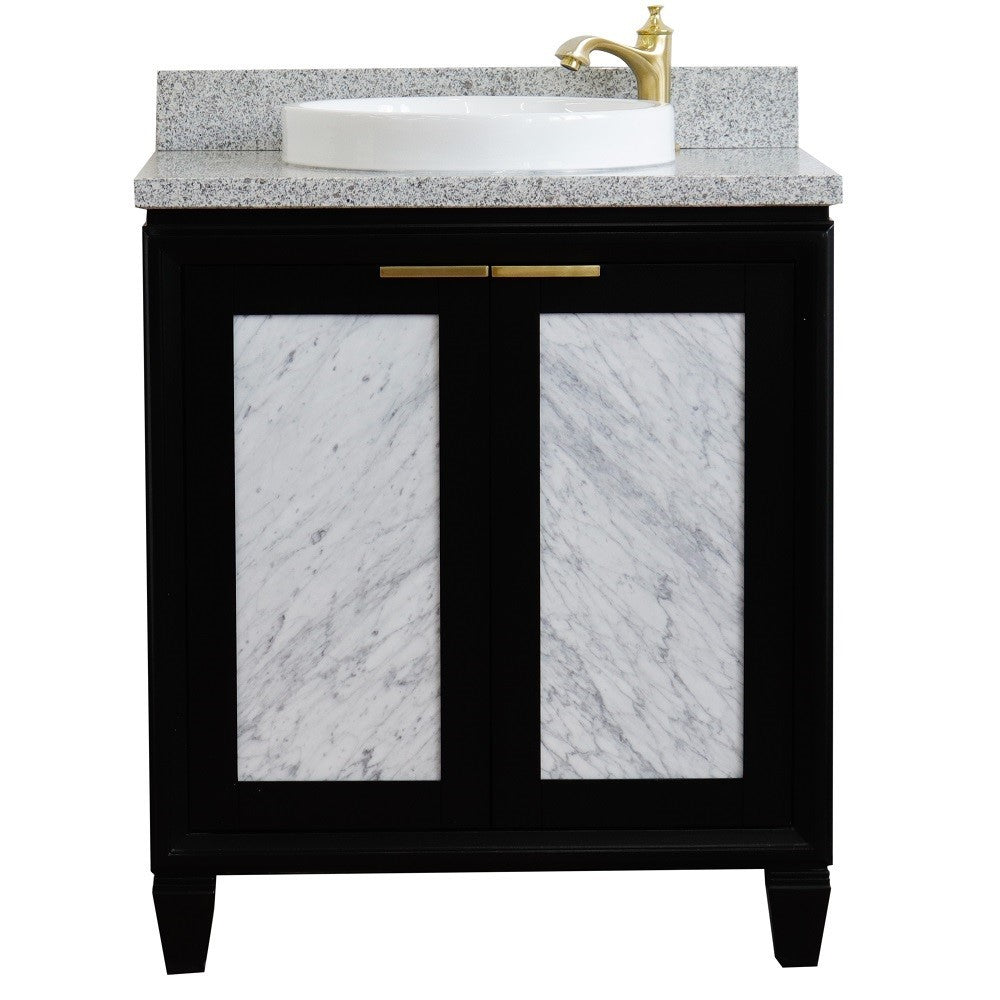 Bellaterra Home 31" Single sink vanity in Black finish with Black galaxy granite with round sink - Luxe Bathroom Vanities