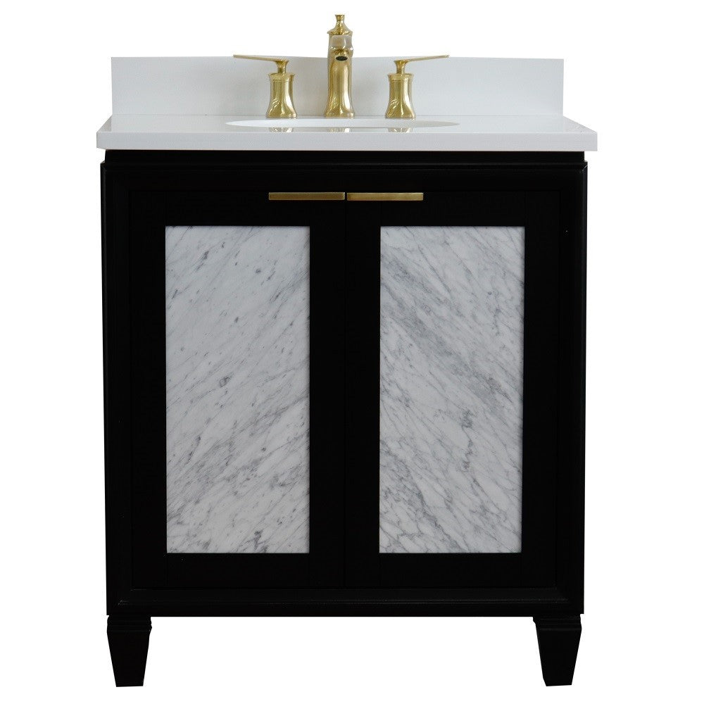 Bellaterra Home 31" Single sink vanity in Black finish with Black galaxy granite with oval sink - Luxe Bathroom Vanities