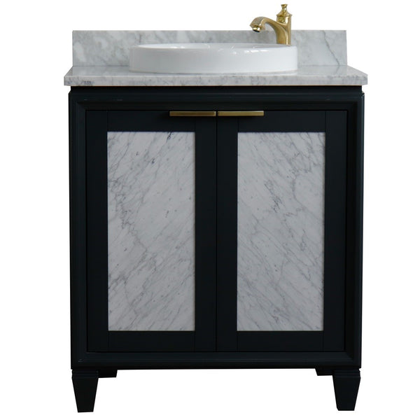 Bellaterra Home 31" Single sink vanity in Black finish with Black galaxy granite with round sink - Luxe Bathroom Vanities