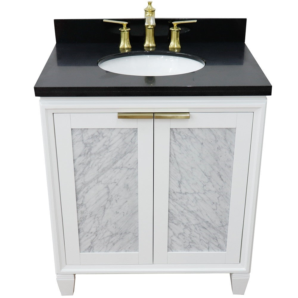 Bellaterra Home 31" Single sink vanity in Black finish with Black galaxy granite with oval sink - Luxe Bathroom Vanities