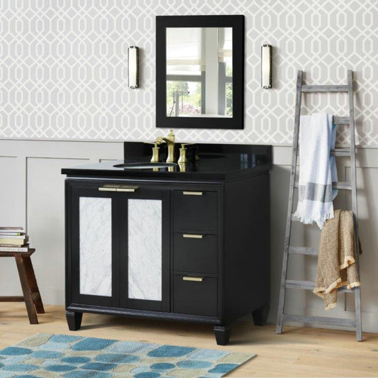 Bellaterra Home 43" Single vanity in Black finish with Black galaxy and oval sink- Left door/Left sink - Luxe Bathroom Vanities