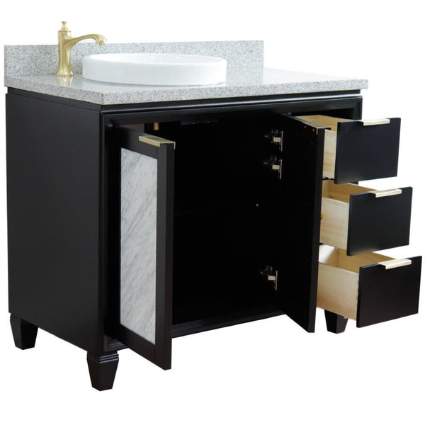 Bellaterra Home 43" Single vanity in Black finish with Black galaxy and round sink- Left door/Left sink - Luxe Bathroom Vanities