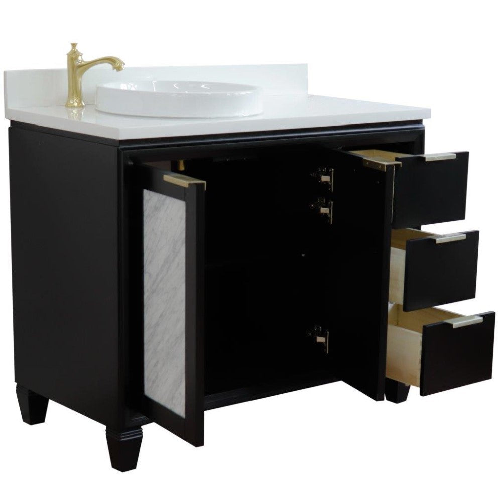 Bellaterra Home 43" Single vanity in Black finish with Black galaxy and round sink- Left door/Left sink - Luxe Bathroom Vanities