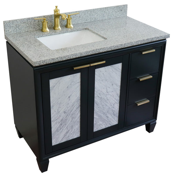Bellaterra Home 43" Single vanity in Black finish with Black galaxy and rectangle sink- Left door/Left sink - Luxe Bathroom Vanities