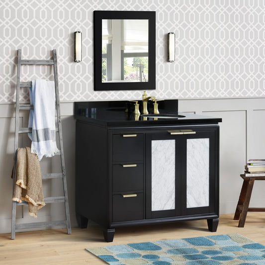 Bellaterra Home 43" Single vanity in Black finish with Black galaxy and oval sink- Right door/Right sink - Luxe Bathroom Vanities