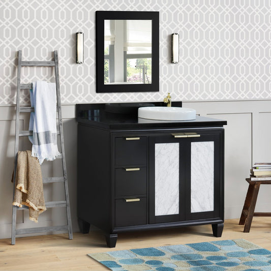 Bellaterra Home 43" Single vanity in Black finish with Black galaxy and round sink- Right door/Right sink - Luxe Bathroom Vanities