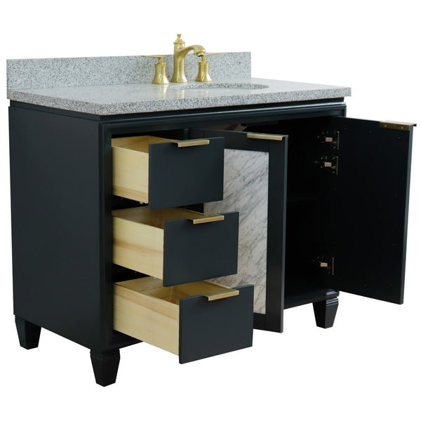 Bellaterra Home 43" Single vanity in Black finish with Black galaxy and oval sink- Right door/Right sink - Luxe Bathroom Vanities