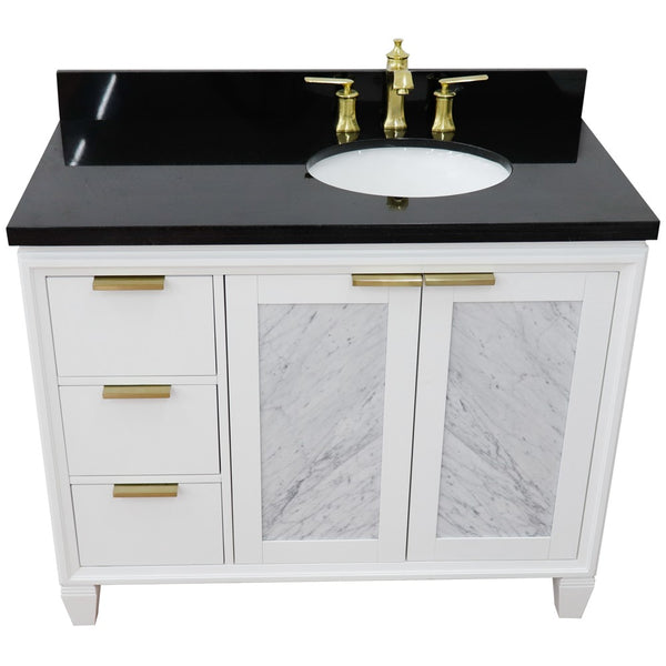 Bellaterra Home 43" Single vanity in Black finish with Black galaxy and oval sink- Right door/Right sink - Luxe Bathroom Vanities