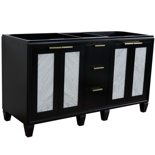 Bellaterra Home 60" Double vanity in Black finish - cabinet only - Luxe Bathroom Vanities