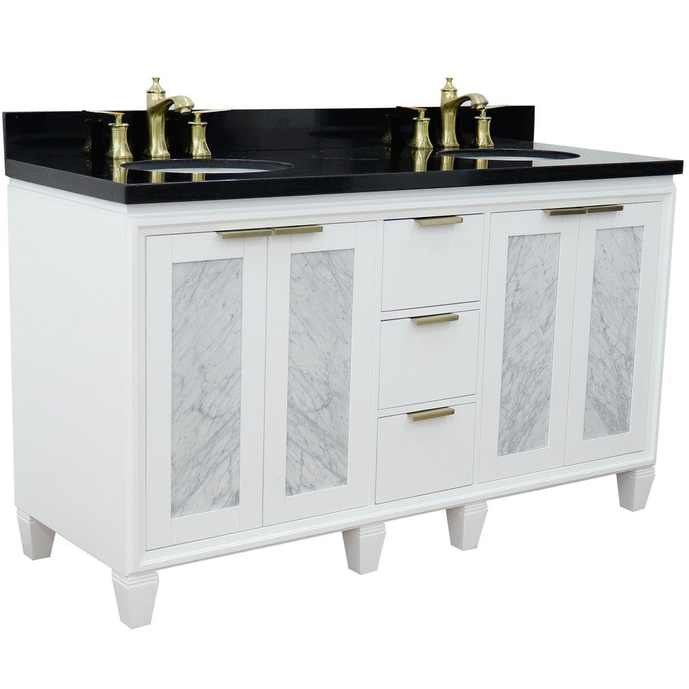 Bellaterra Home 61" Double sink vanity in Black finish with Black galaxy granite and oval sink - Luxe Bathroom Vanities