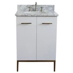 Bellaterra Home 25" Single sink vanity in White finish with Black galaxy granite and oval sink - Luxe Bathroom Vanities