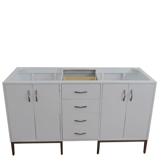 Bellaterra Home 60" Double vanity in White finish - cabinet only - Luxe Bathroom Vanities