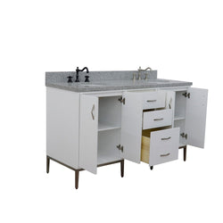 Bellaterra Home 61" Double sink vanity in White finish with Black galaxy granite and oval sink - Luxe Bathroom Vanities