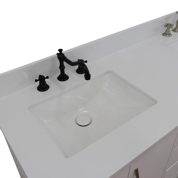 Bellaterra Home 61" Double sink vanity in White finish with Black galaxy granite and rectangle sink - Luxe Bathroom Vanities