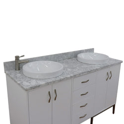 Bellaterra Home 61" Double sink vanity in White finish with Black galaxy granite and round sink - Luxe Bathroom Vanities