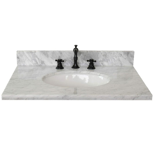 31" White Carrara Marble Top With Oval Sink - Luxe Bathroom Vanities