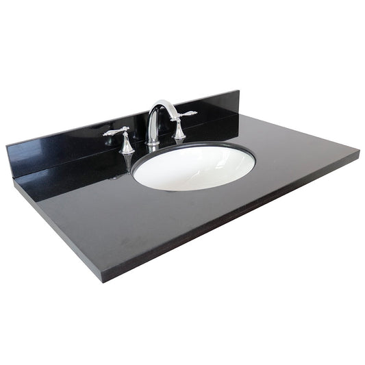 37" Black galaxy granite top with oval sink - Luxe Bathroom Vanities