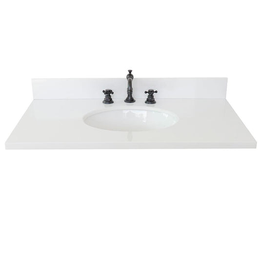 37" White Quartz Top With Oval Sink - Luxe Bathroom Vanities