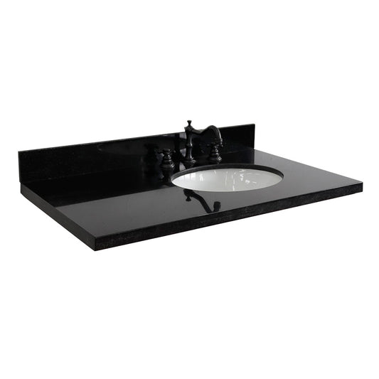 37" Black galaxy countertop and single oval right sink - Luxe Bathroom Vanities