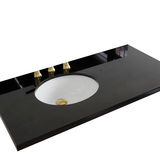 43" Black galaxy countertop and single oval left sink - Luxe Bathroom Vanities