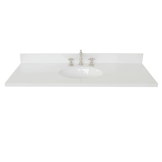49" White Quartz Top With Oval Sink - Luxe Bathroom Vanities