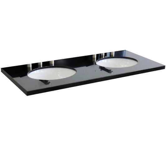 49" Black galaxy countertop and double oval sink - Luxe Bathroom Vanities