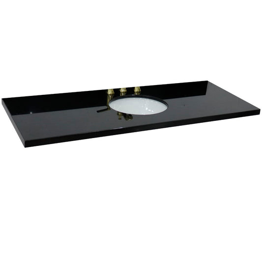 61" Black galaxy countertop and single oval sink - Luxe Bathroom Vanities