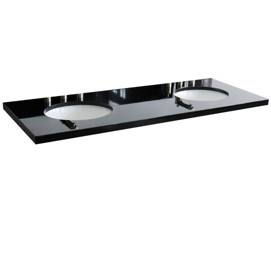 61" Black galaxy countertop and double oval sink - Luxe Bathroom Vanities