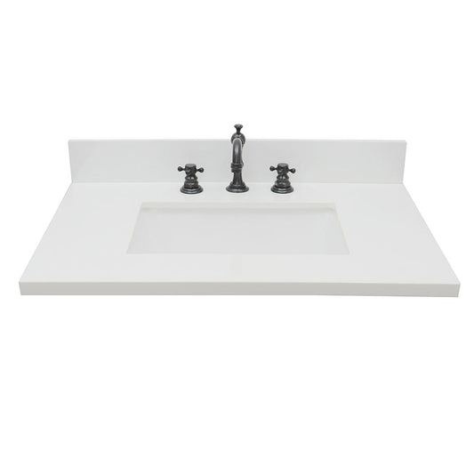 31" White Quartz Top With Rectangle Sink - Luxe Bathroom Vanities