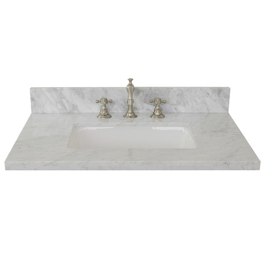 31" White Carrara Top With Rectangle Sink - Luxe Bathroom Vanities