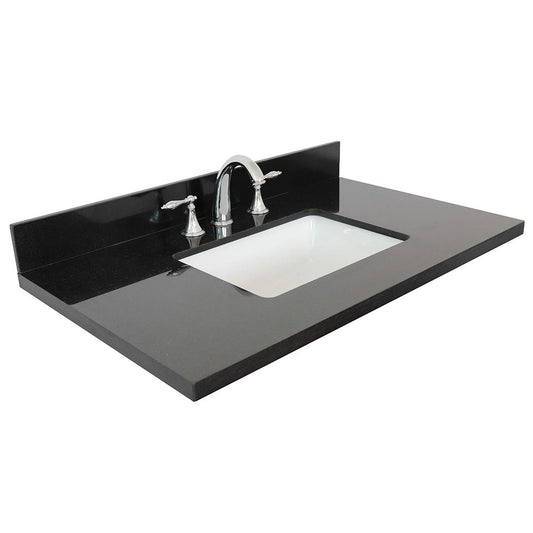 37" Black Galaxy Granite Top With Rectangle Sink - Luxe Bathroom Vanities