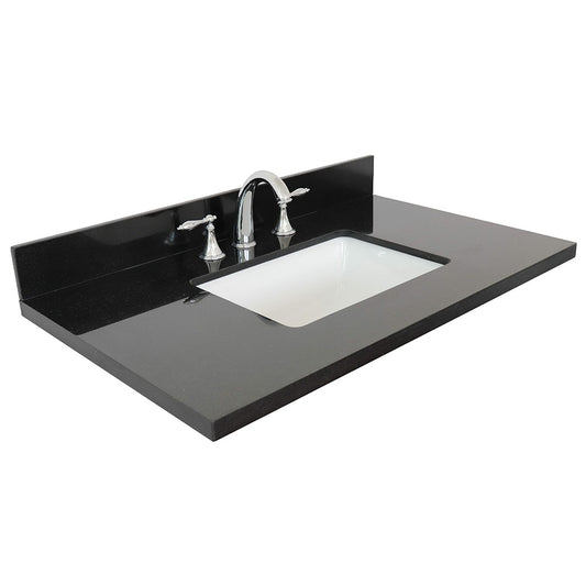 37" Black galaxy granite top with rectangle sink - Luxe Bathroom Vanities