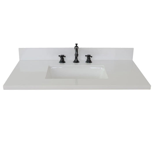 37" White Quartz Top With Rectangle Sink - Luxe Bathroom Vanities