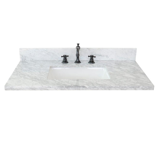 37" White Carrara Top With Rectangle Sink - Luxe Bathroom Vanities