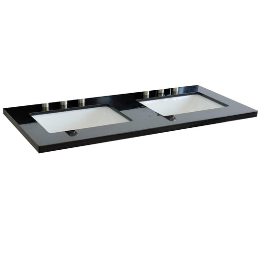 49" Black galaxy countertop and double rectangle sink - Luxe Bathroom Vanities