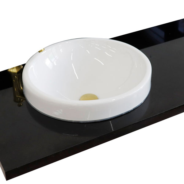 43" Black galaxy countertop and single round left sink - Luxe Bathroom Vanities